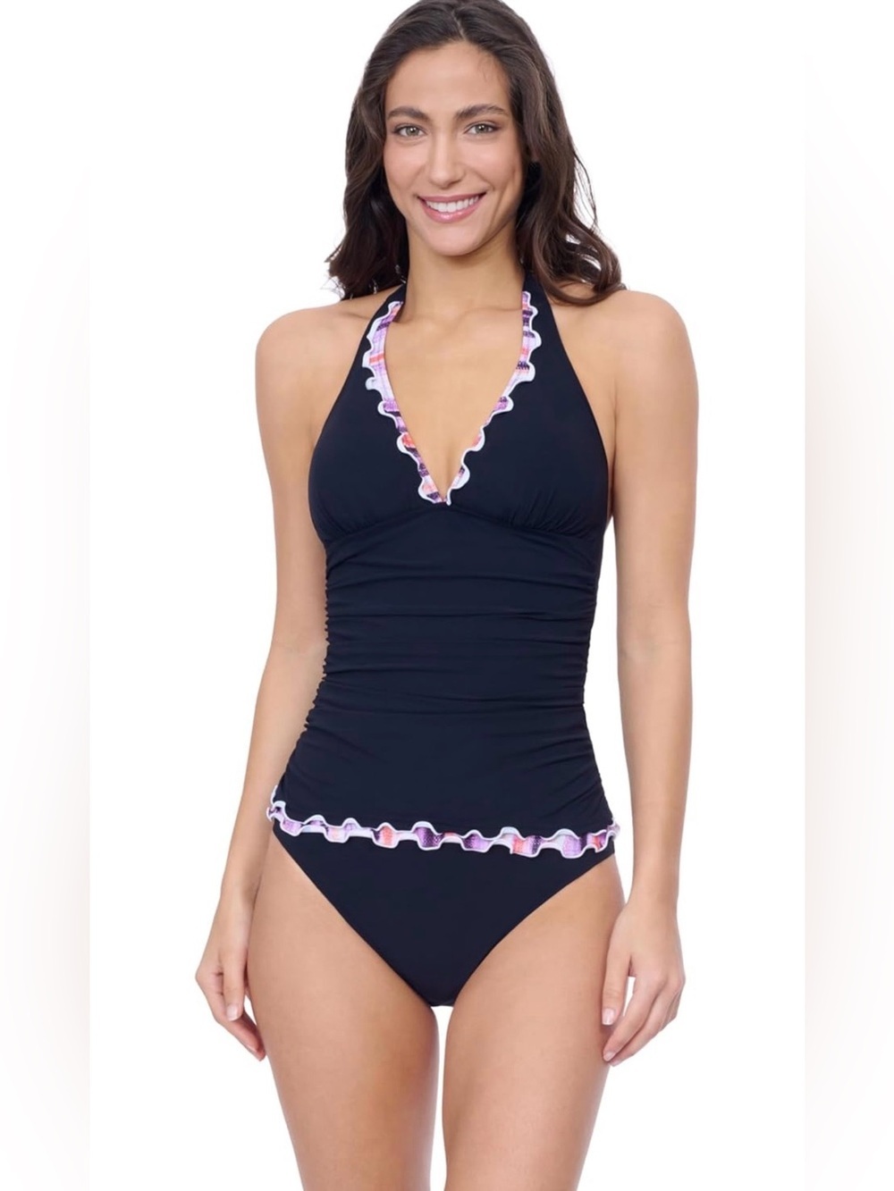 Profile by Gottex Tricolore Women’s Black Halter Tankini Top with Soft Cups